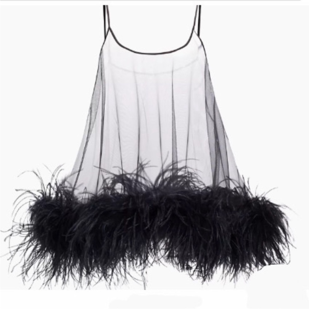Kiki de Montparnasse Dita Feather-Embellished Babydoll dress